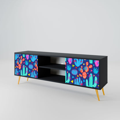 CACTUS VIBES 2-Door TV Stand in Black Finish