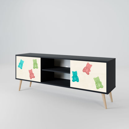 Mobile TV a 2 ante GUMMY BEARS in finitura nera