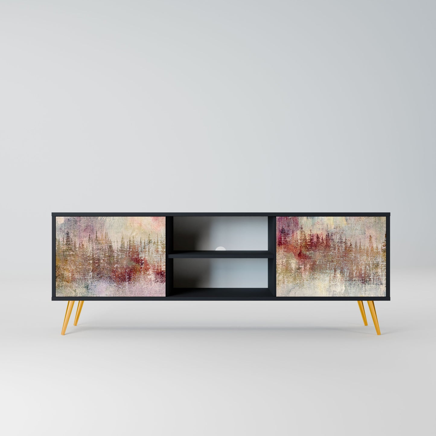 VEILED SUMMIT 2-Door TV Stand in Black Finish