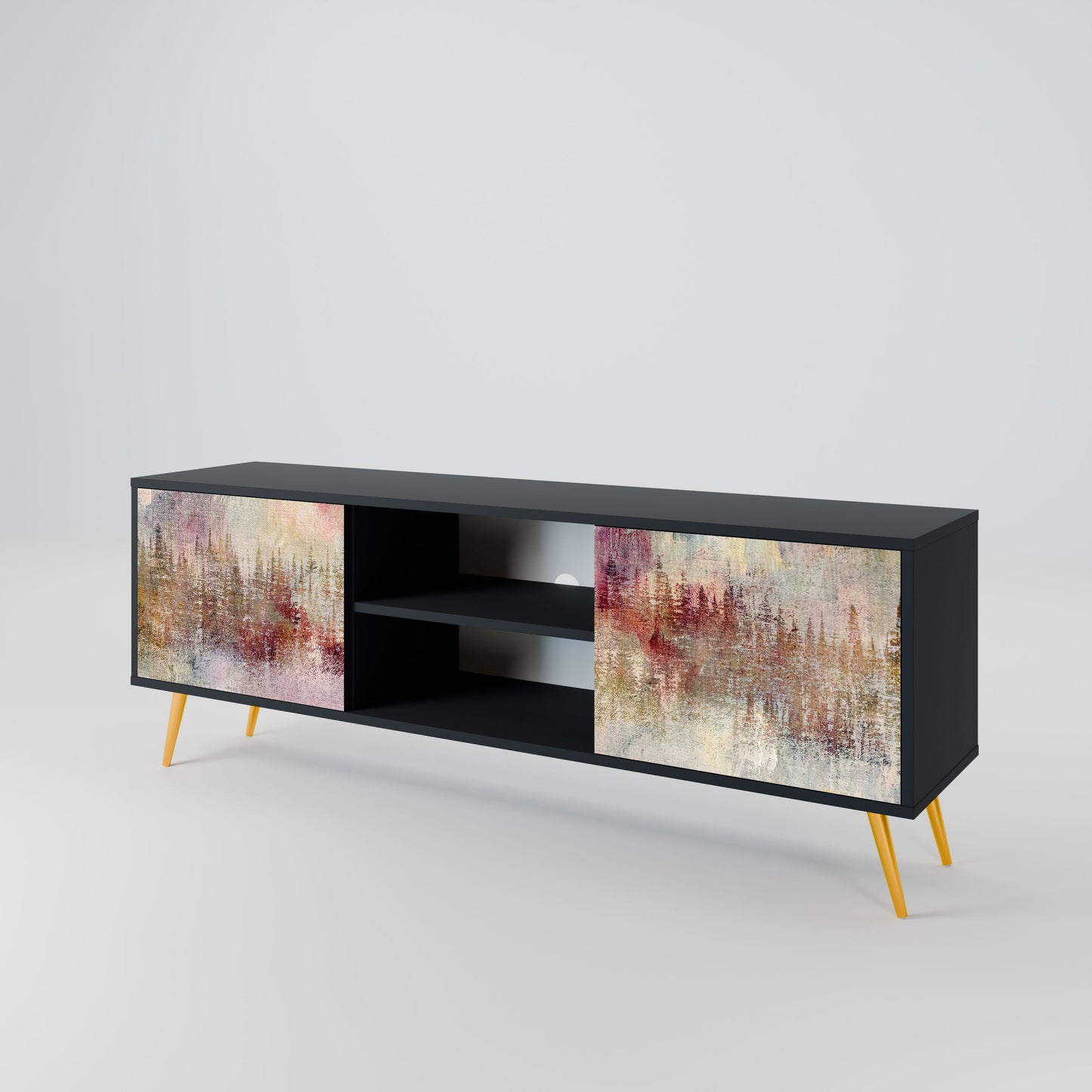 VEILED SUMMIT 2-Door TV Stand in Black Finish