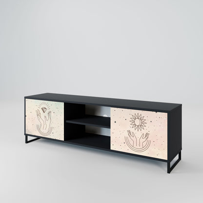 DELICATE BEAUTY 2-Door TV Stand in Black Finish