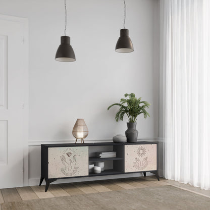 DELICATE BEAUTY 2-Door TV Stand in Black Finish
