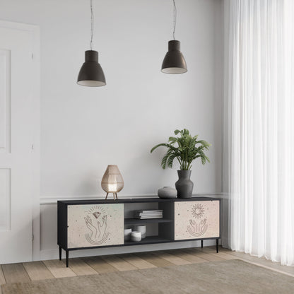 DELICATE BEAUTY 2-Door TV Stand in Black Finish