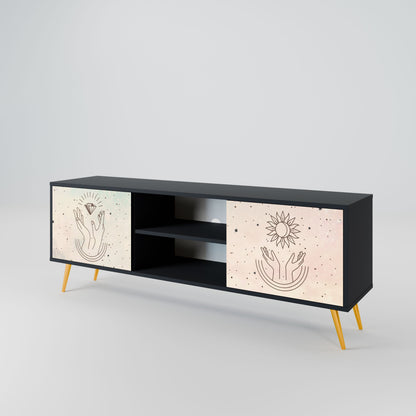 DELICATE BEAUTY 2-Door TV Stand in Black Finish