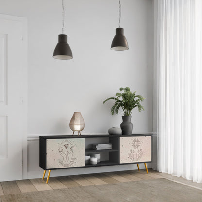 DELICATE BEAUTY 2-Door TV Stand in Black Finish