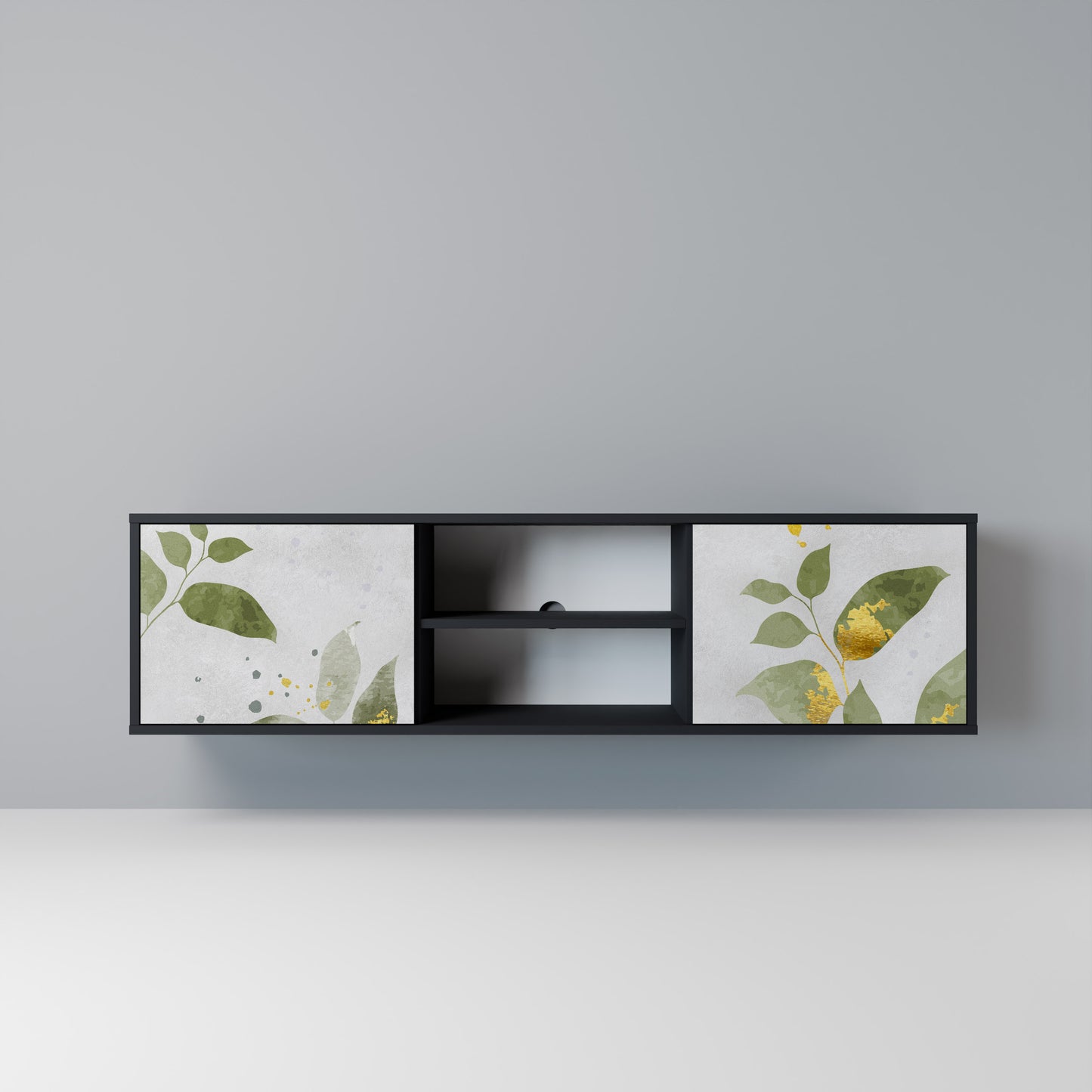 ELEGANT BOTANICS Mobile TV a 2 Ante in Finitura Nera