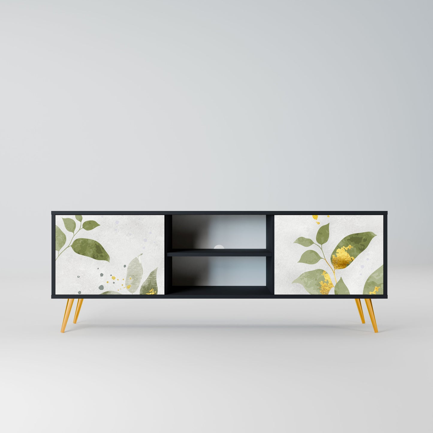 ELEGANT BOTANICS 2-Door TV Stand in Black Finish