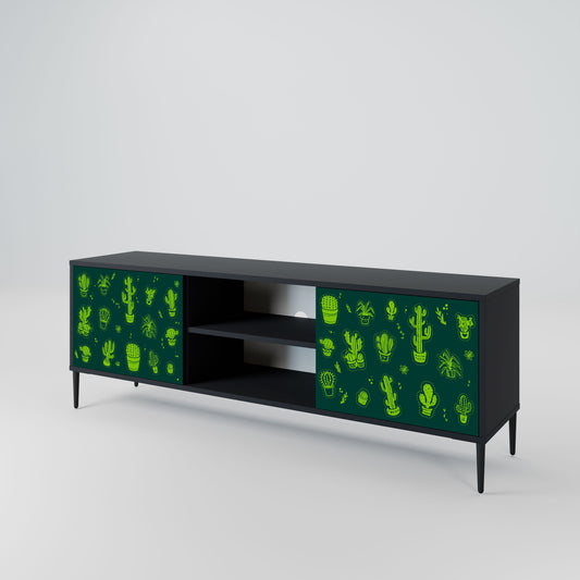 Mobile TV DESERT GREEN a 2 ante con finitura nera