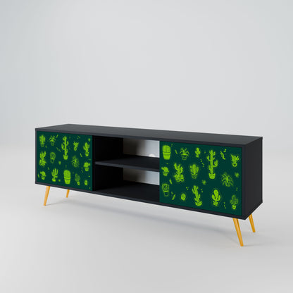 DESERT GREEN 2-Door TV Stand in Black Finish