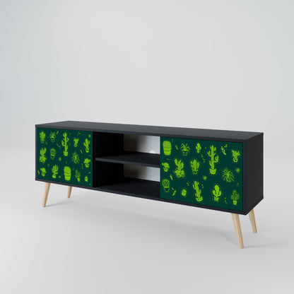 DESERT GREEN 2-Door TV Stand in Black Finish