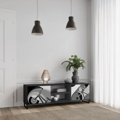 BIKE ENERGY 2-Door TV Stand in Black Finish