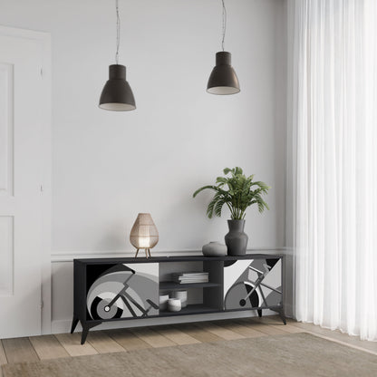 BIKE ENERGY 2-Door TV Stand in Black Finish