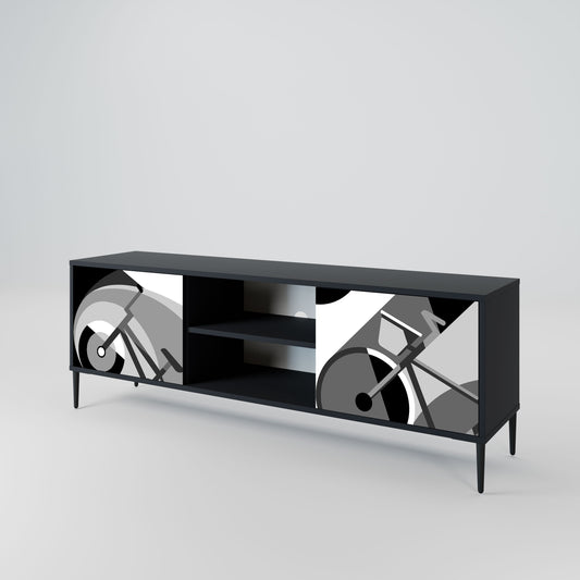 BIKE ENERGY 2-Door TV Stand in Black Finish