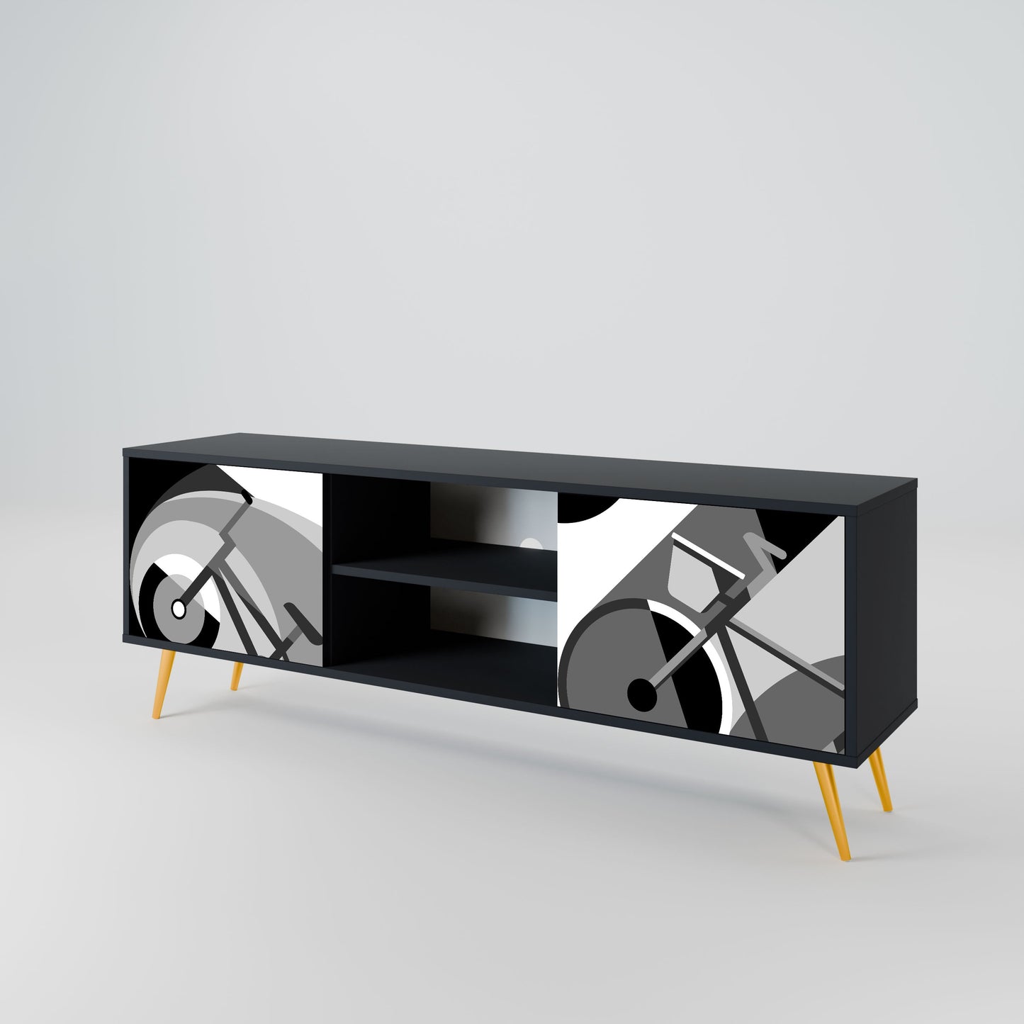 BIKE ENERGY 2-Door TV Stand in Black Finish