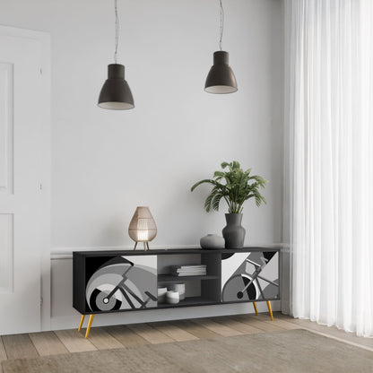 BIKE ENERGY 2-Door TV Stand in Black Finish