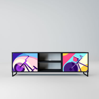 BIKE DREAMS 2-Door TV Stand in Black Finish