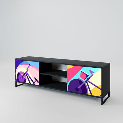 BIKE DREAMS 2-Door TV Stand in Black Finish