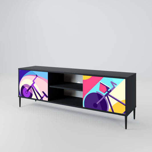 BIKE DREAMS 2-Door TV Stand in Black Finish