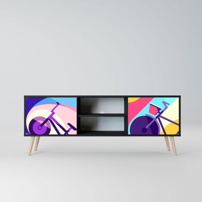 BIKE DREAMS 2-Door TV Stand in Black Finish