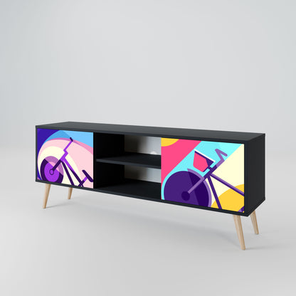 BIKE DREAMS 2-Door TV Stand in Black Finish