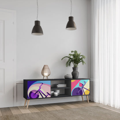 BIKE DREAMS 2-Door TV Stand in Black Finish
