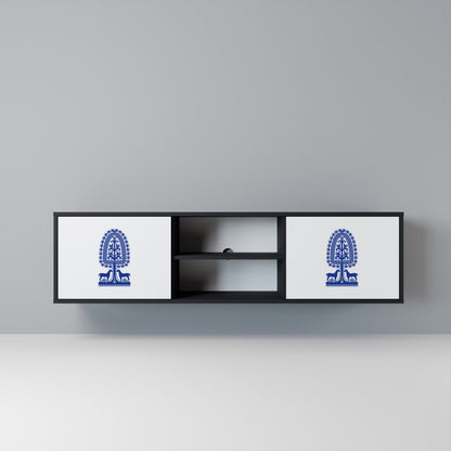 POLISH FOLK ART Mobile TV a 2 Ante in Finitura Nera