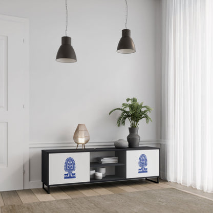 POLISH FOLK ART 2-Door TV Stand in Black Finish