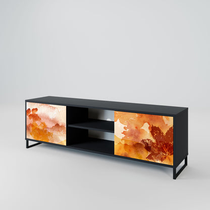 TRACES OF AUTUMN 2-Door TV Stand in Black Finish
