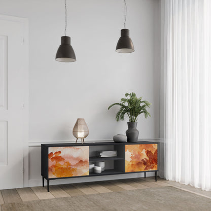 TRACES OF AUTUMN 2-Door TV Stand in Black Finish