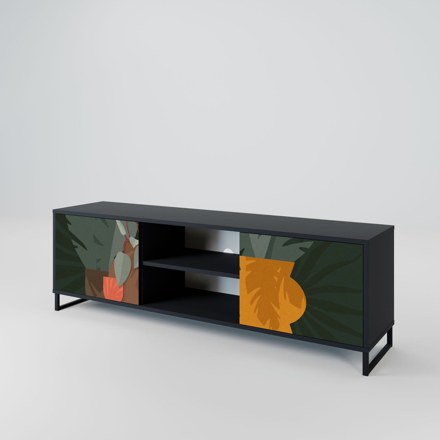 TROPICAL COMPOSITION 2-Door TV Stand in Black Finish
