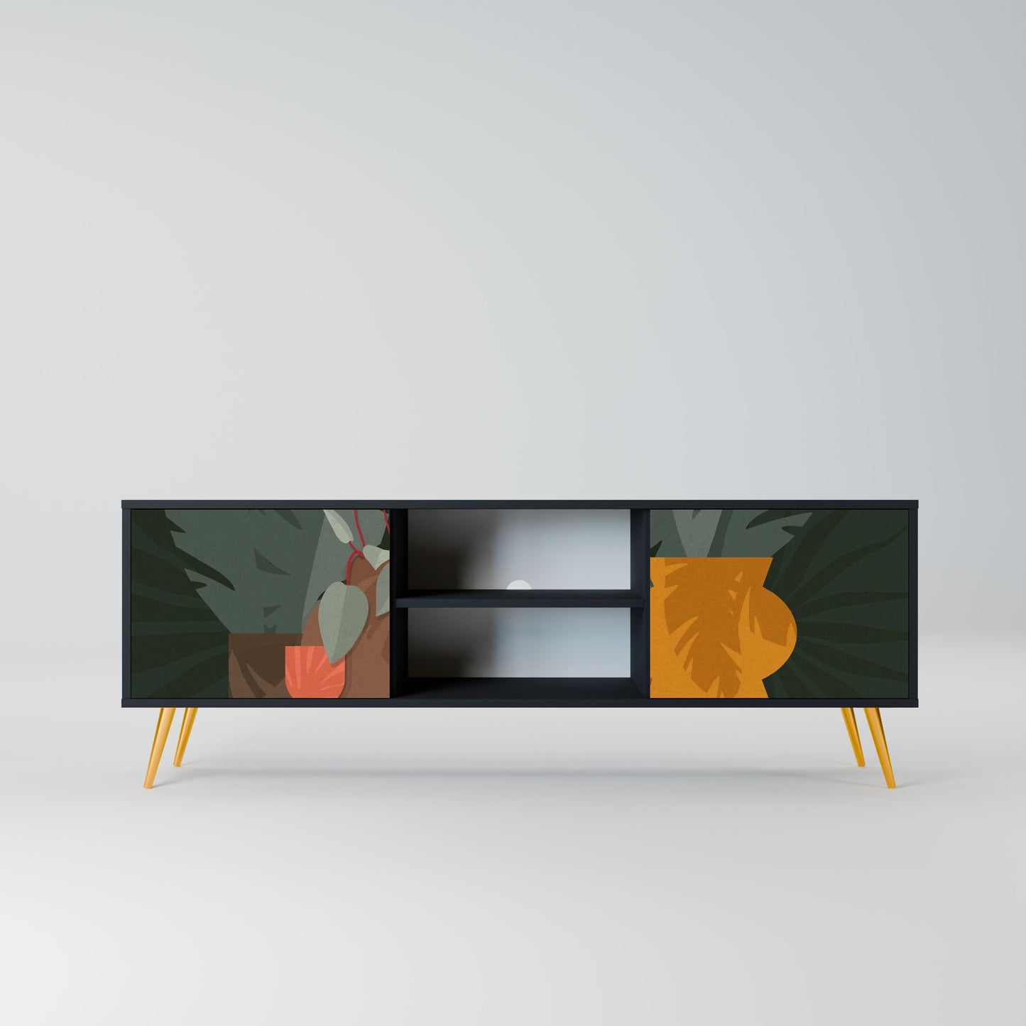 TROPICAL COMPOSITION 2-Door TV Stand in Black Finish
