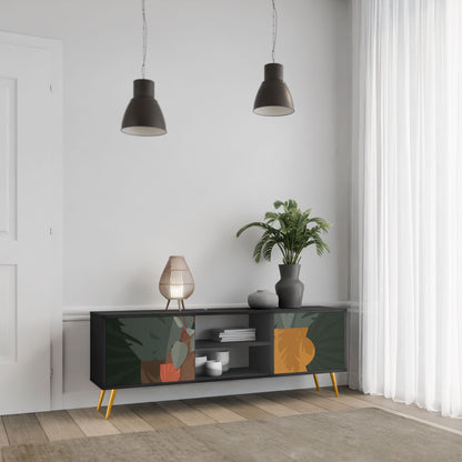TROPICAL COMPOSITION 2-Door TV Stand in Black Finish