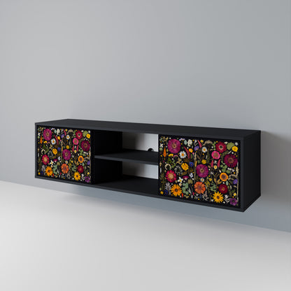 MIDNIGHT GARDEN 2-Door TV Stand in Black Finish