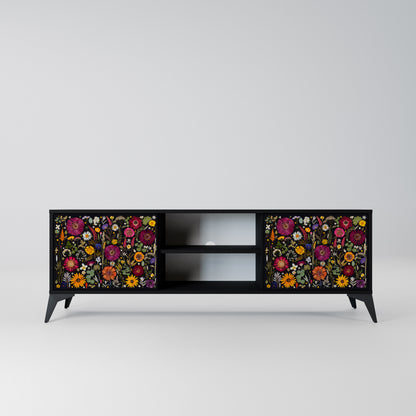 MIDNIGHT GARDEN 2-Door TV Stand in Black Finish