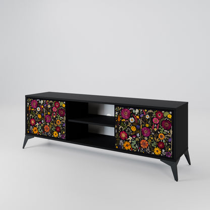MIDNIGHT GARDEN 2-Door TV Stand in Black Finish