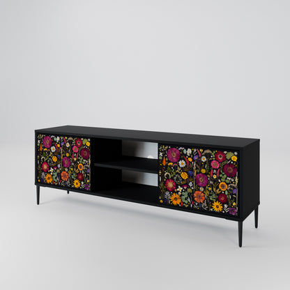 MIDNIGHT GARDEN 2-Door TV Stand in Black Finish