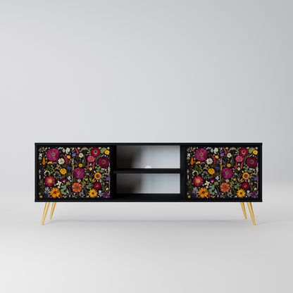 MIDNIGHT GARDEN 2-Door TV Stand in Black Finish
