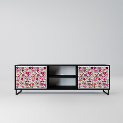 PETAL GARDEN 2-Door TV Stand in Black Finish
