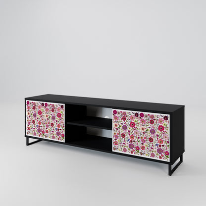 PETAL GARDEN 2-Door TV Stand in Black Finish