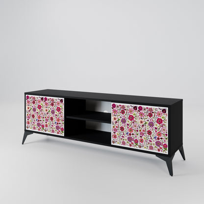 PETAL GARDEN 2-Door TV Stand in Black Finish