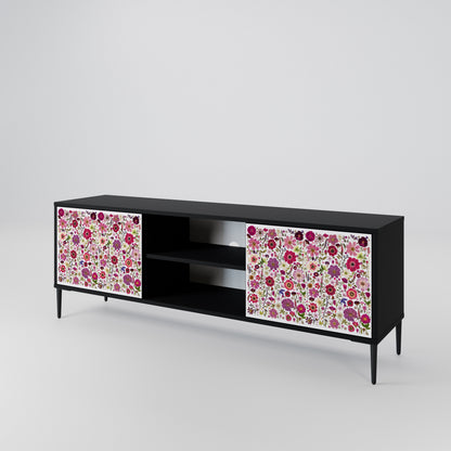 PETAL GARDEN 2-Door TV Stand in Black Finish
