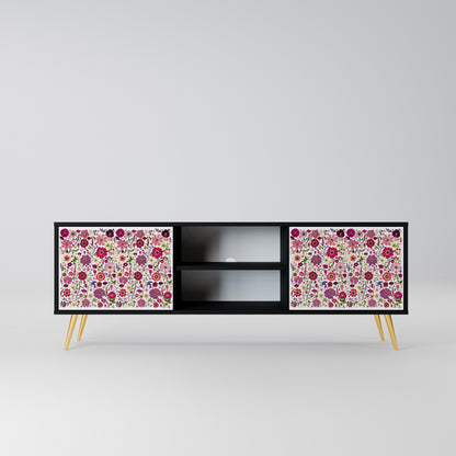 PETAL GARDEN 2-Door TV Stand in Black Finish