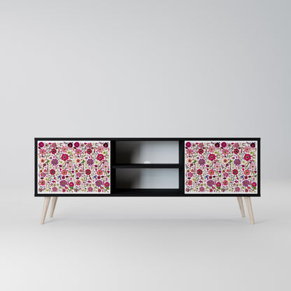 PETAL GARDEN 2-Door TV Stand in Black Finish
