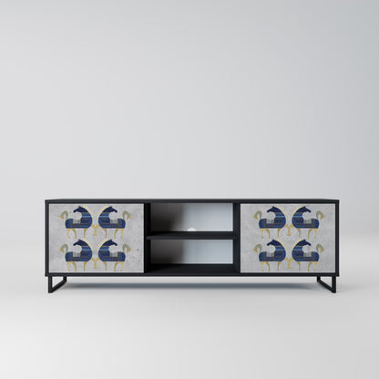 Mobile TV MAJESTIC STEED a 2 ante con finitura nera