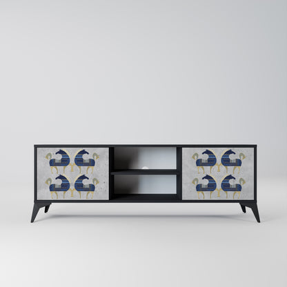 Mobile TV MAJESTIC STEED a 2 ante con finitura nera