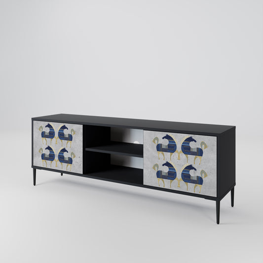Mobile TV MAJESTIC STEED a 2 ante con finitura nera