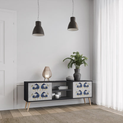 Mobile TV MAJESTIC STEED a 2 ante con finitura nera