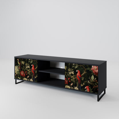 Mobile TV AVIAN GREENERY a 2 ante con finitura nera