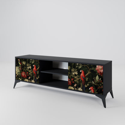 Mobile TV AVIAN GREENERY a 2 ante con finitura nera