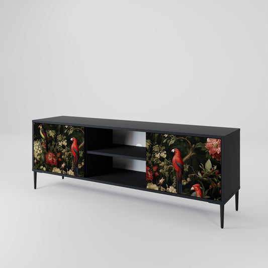 Mobile TV AVIAN GREENERY a 2 ante con finitura nera